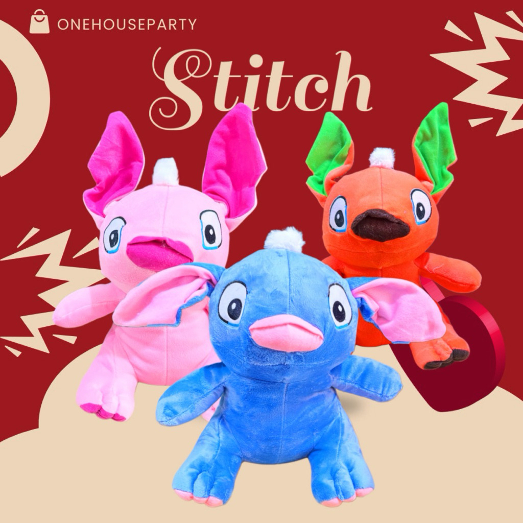 Boneka Stitch Lilo stitch korea duduk lucu boneka karakter stitch biru telinga panjang  import one h