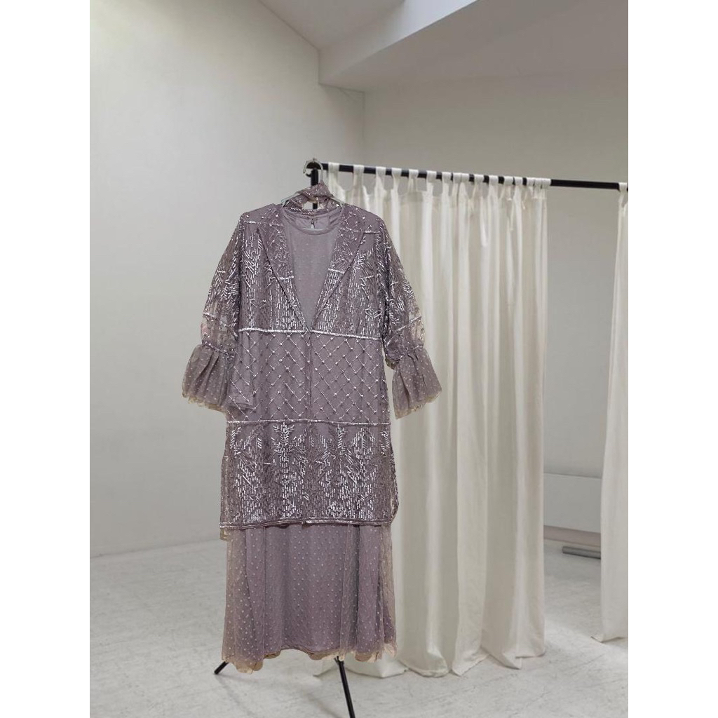 Soft Pastel Lilac Dress Kondangan Lebaran New