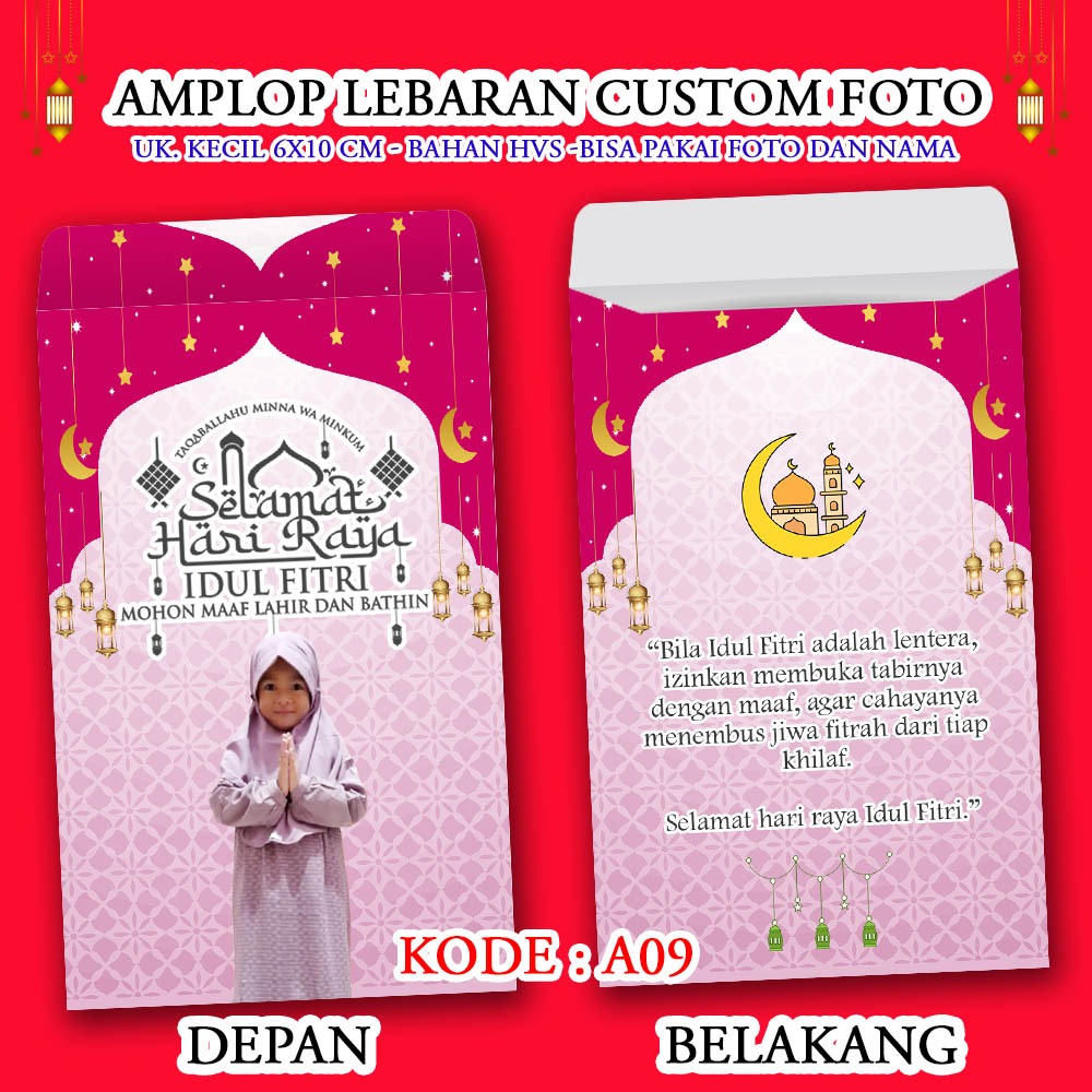Amplop Uang Lebaran Custom Foto Kecil | Bisa Request Desain