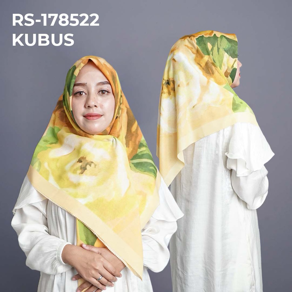 RS-178522 KUBUS Hijab Jilbab Dennay Scarves Voal Motif Segi Empat Basic Laser Cut