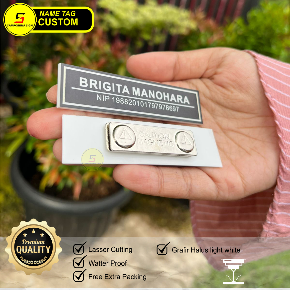 SEHARI SEJADI LANGSUNG KIRIM Name Tag Nama Dada LASER BLACK DOFF Grafir/Ukir, PNS/POLRI/TNI/PERSIT/S
