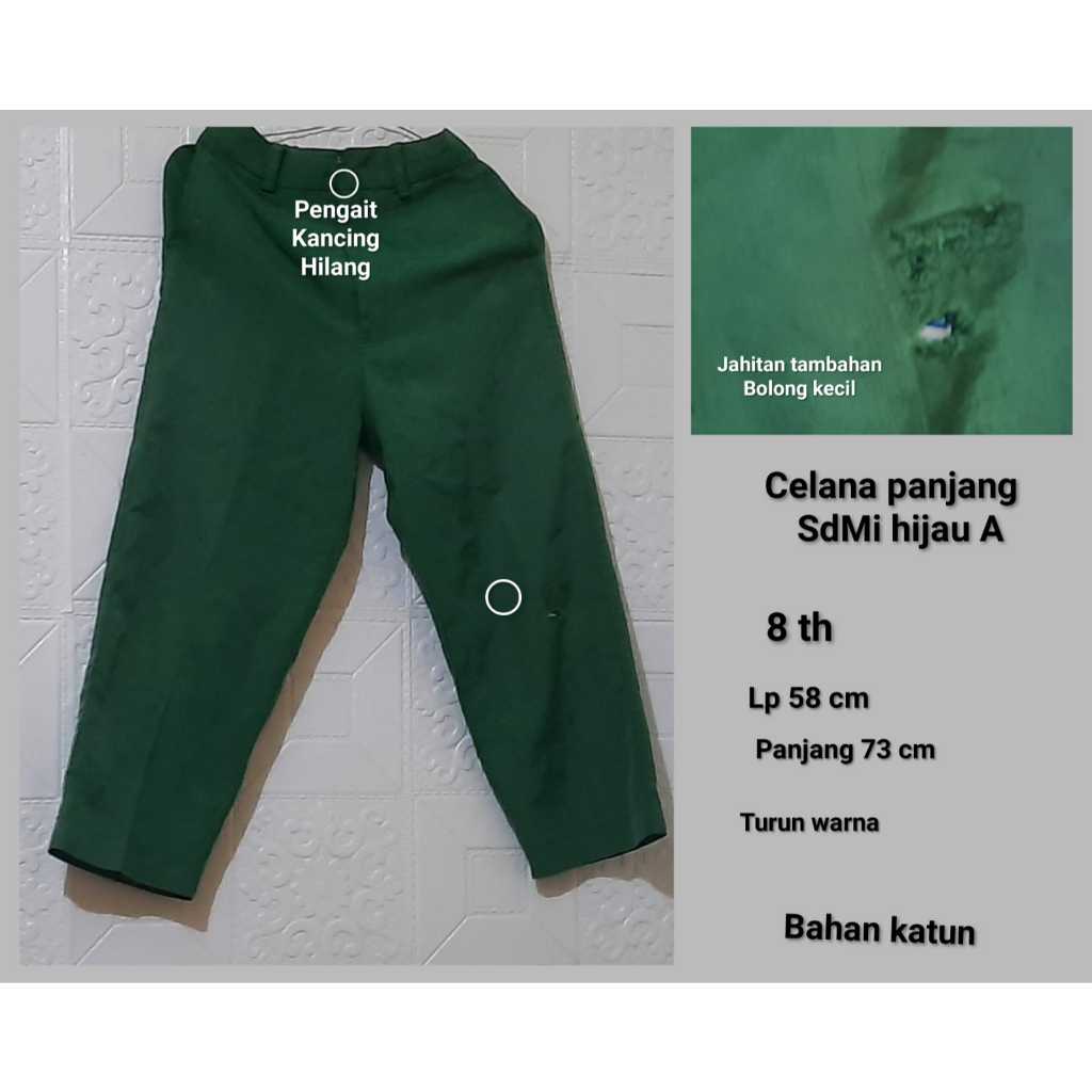 Celana panjang hijau seragam sekolah SD MI prelove bawahan murah meriah