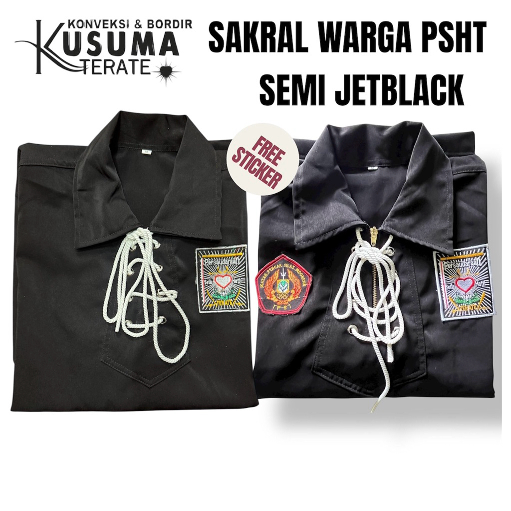 SAKRAL WARGA PSHT SEMI JETBLACK /ALEXANDRO  BAHAN LICIN MENGKILAP - 1 SET Gratis Stiker