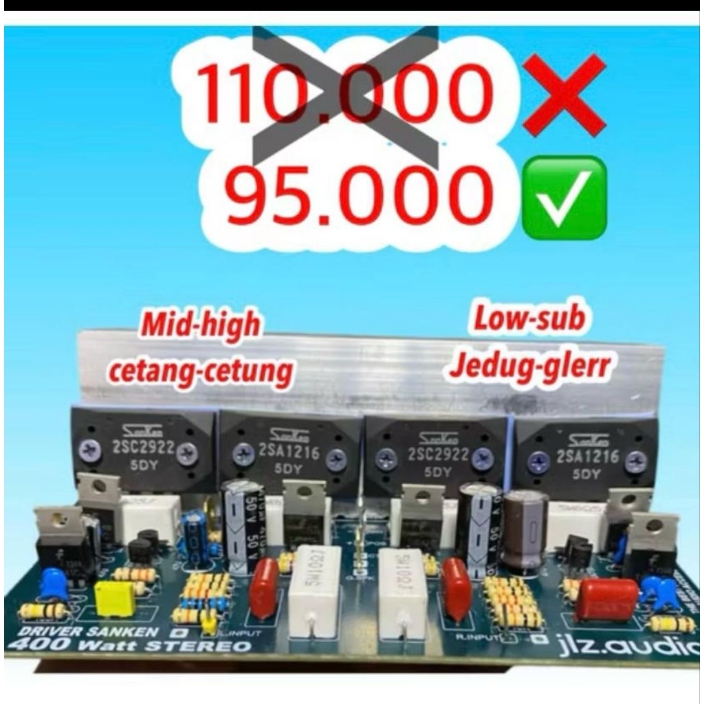 power amplifier sanken 400watt stereo modif plus final 5DY siap pakai