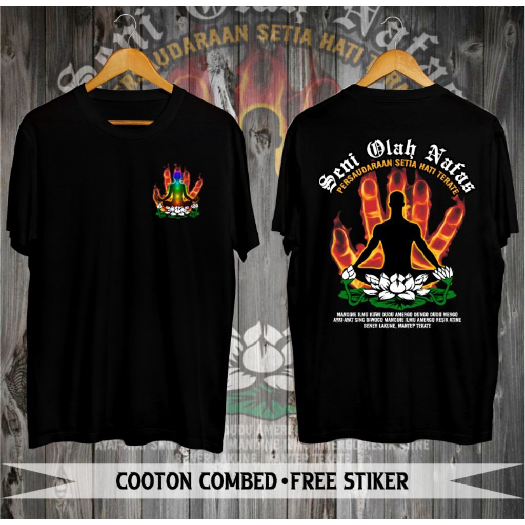 KAOS PSHT MOTIF SENI OLAH PERNAFASAN KAOS SH TERATE TANGAN API MEDITASI CAKRA KAOS PERNAPASAN PSHT L
