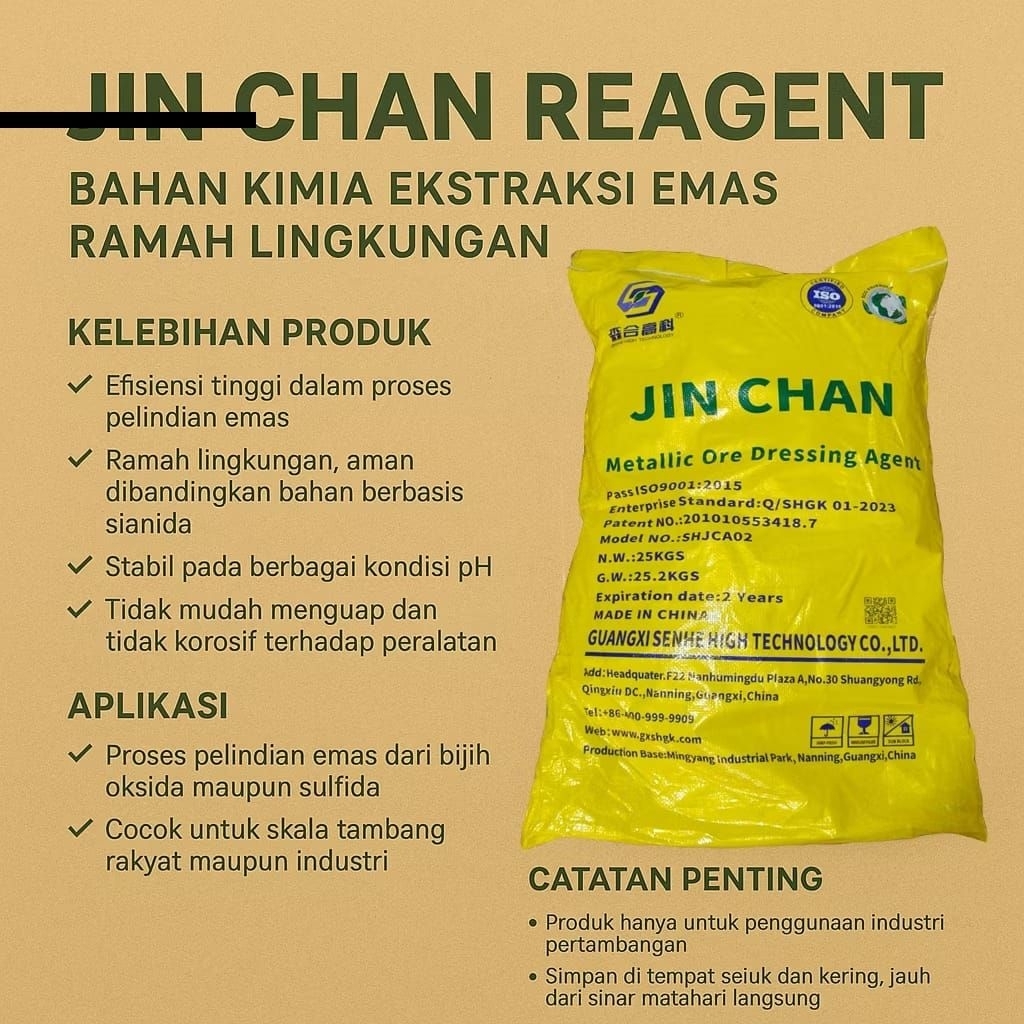 JIN CHIAN 25 KG | Agen Pemurnian Emas Gold - Gold Dressing Agent Ramah Lingkungan