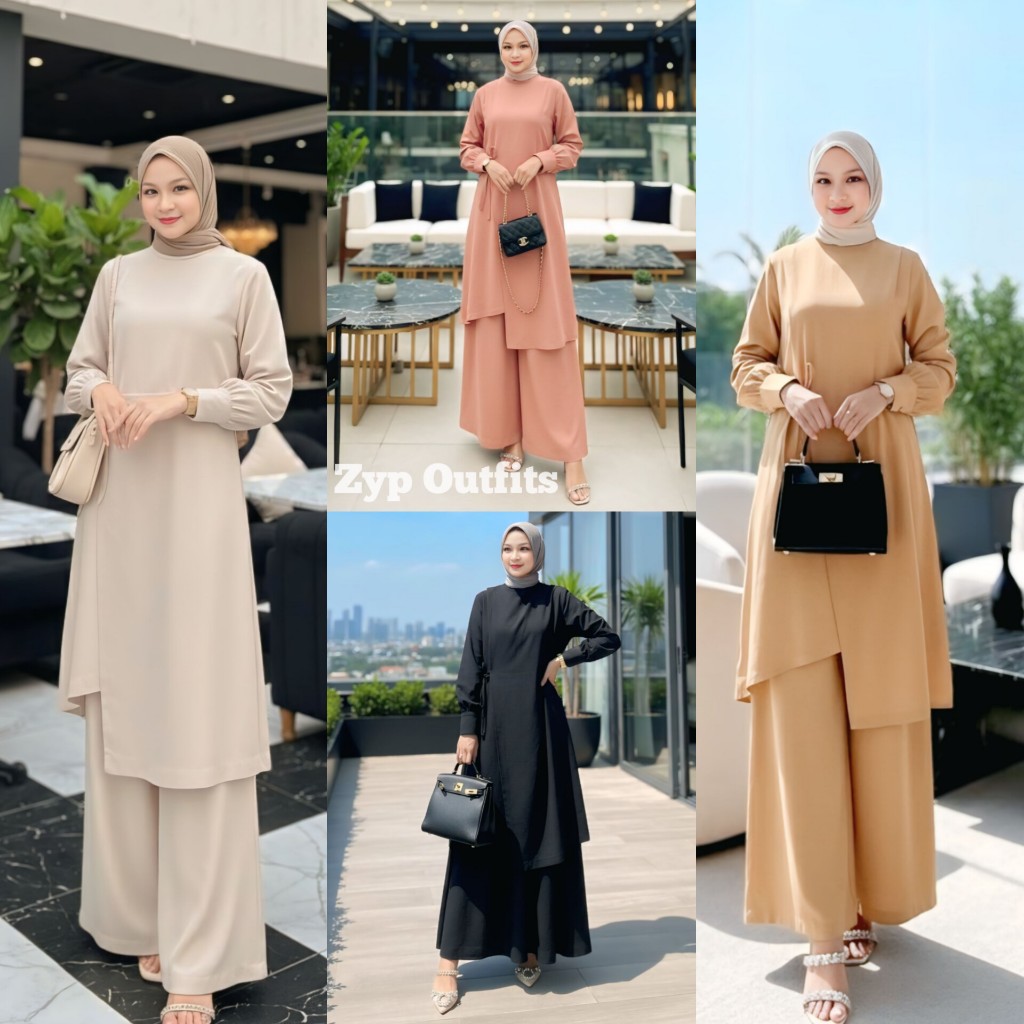 ZYP | SAMIRA ONE SET TUNIK BUSUAI PREMIUN LINEN WANITA MUSLIM SIMPLE 2026
