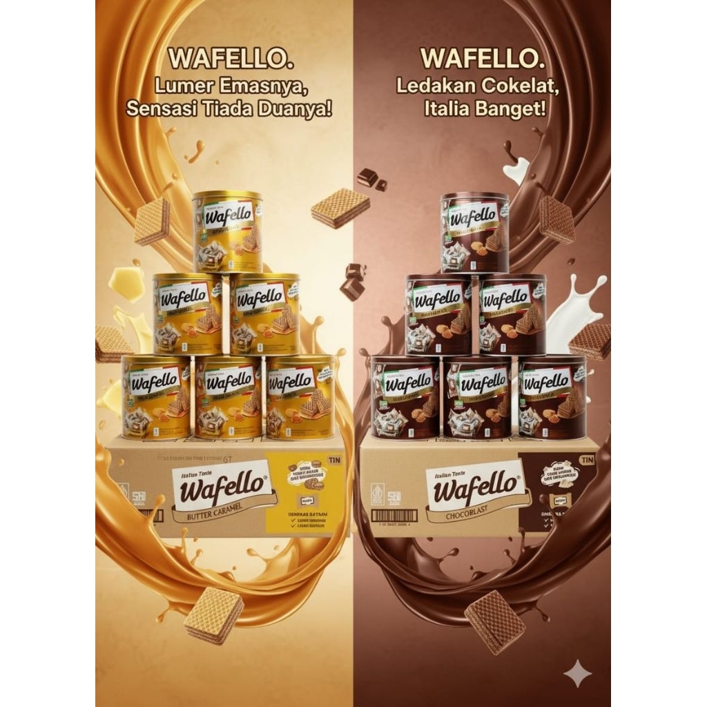 Wafello Kaleng/Wafer kaleng/Makanan/Wafer
