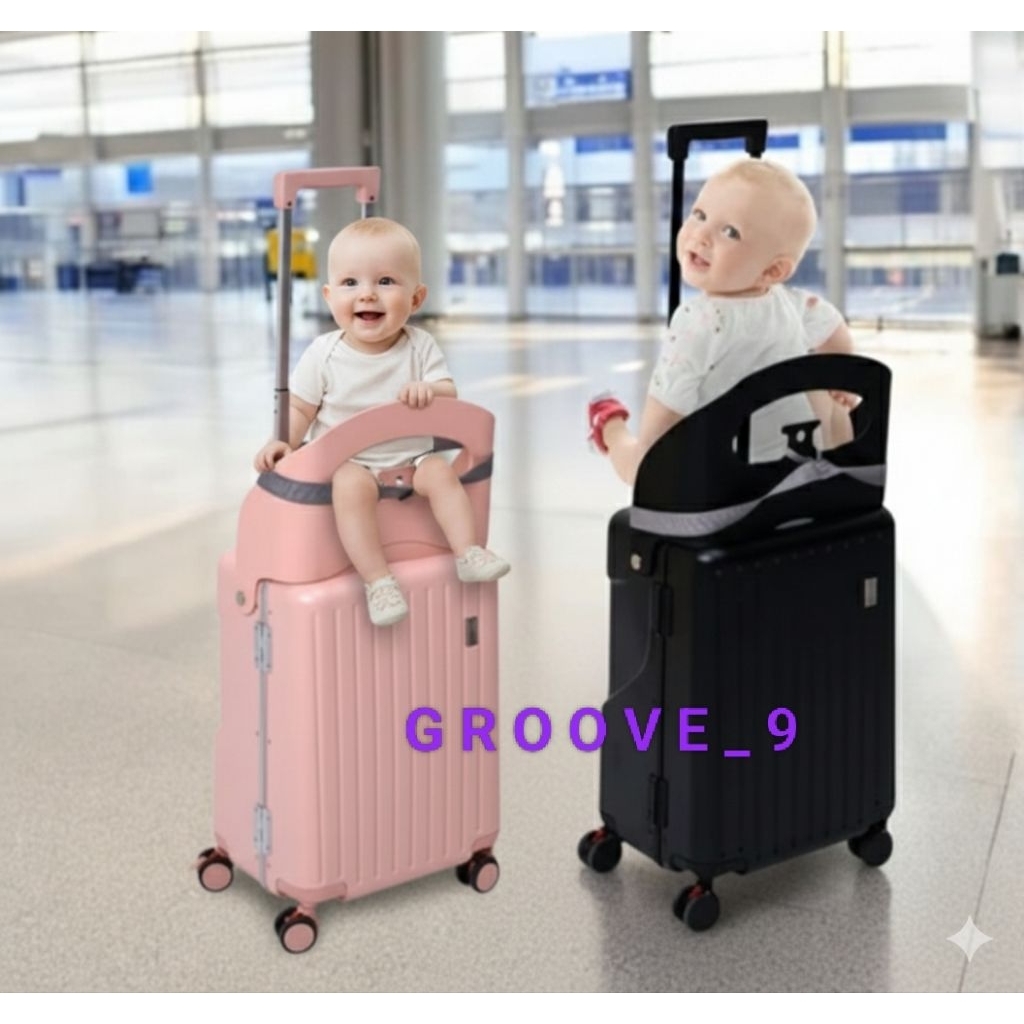 Koper PC & aluminium Tsa lock 20 inch ride on anak dilengkapi belt