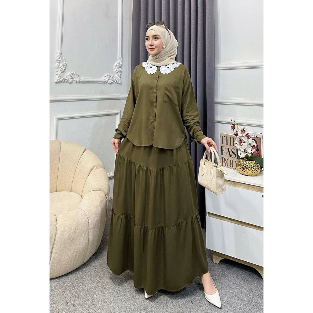 SETELAN ROK AISYAH GAMIS ROK ONESET RAYON TWILL SETELAN RAYON TWILL