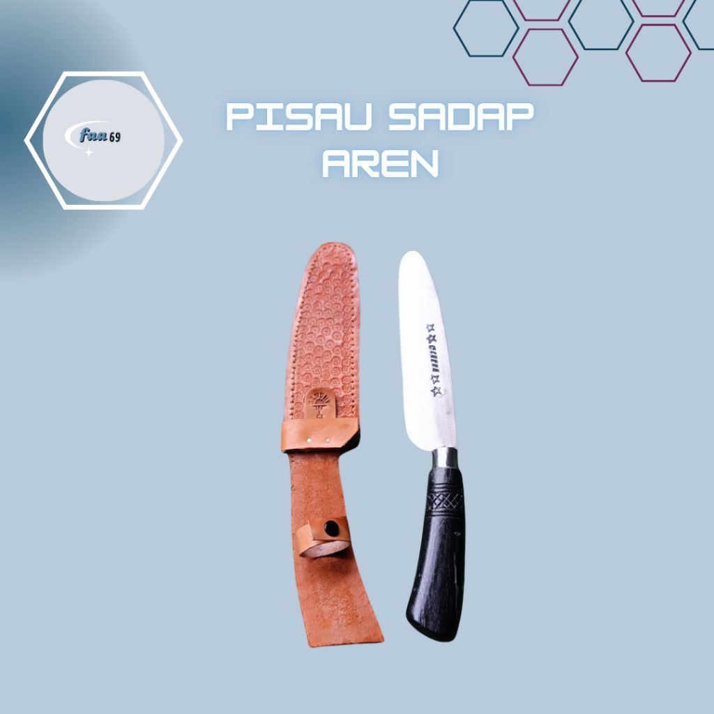 PISAU SADAP AREN SUPER TAJAM, SARUNG KULIT SAPI ASLI