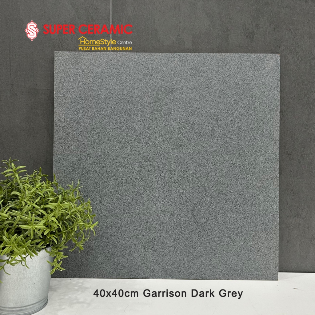 UNO 40x40 Keramik Lantai Dinding MATT Kasar - GARRISON DARK GREY