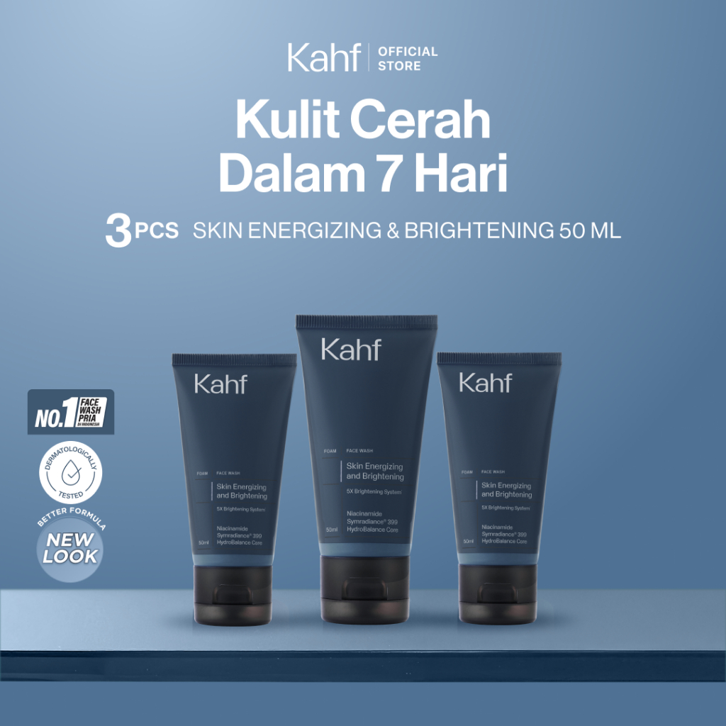 Triple Pack Kahf Face Wash Skin Energizing and Brightening 50 ml - 3 pcs Sabun Cuci Muka Pria Memban