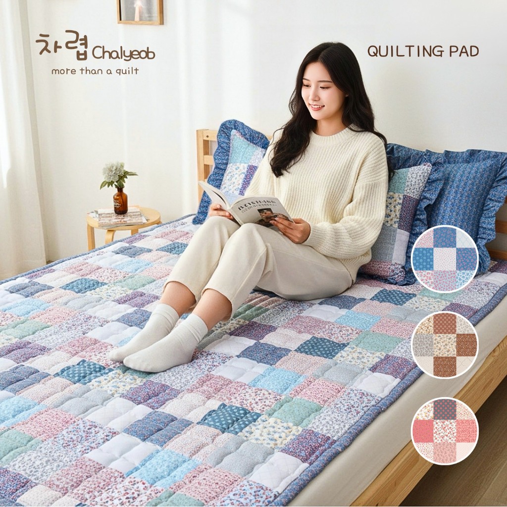 Chalyeob Quilting Pad Korean Style – Korean Sprei Quilt Estetik Motif Trendy (Patchwork) Shabby | Wa