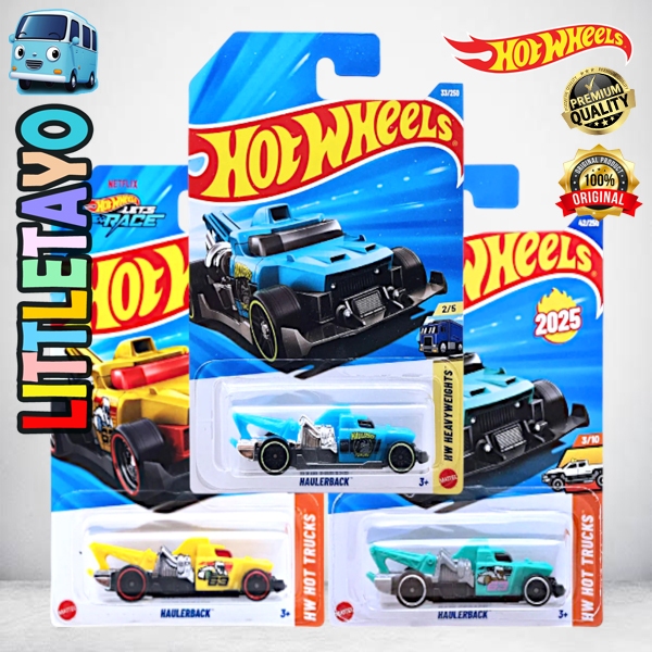 Hot Wheels Haulerback Truck Towing Derek Kuning Hijau Tosca Biru