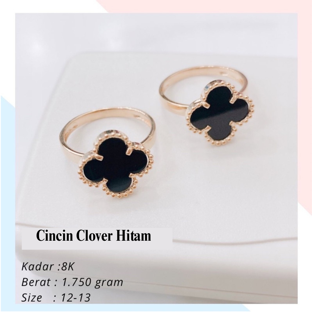 Cincin Emas Clover Hitam 8K 1.750 Gr