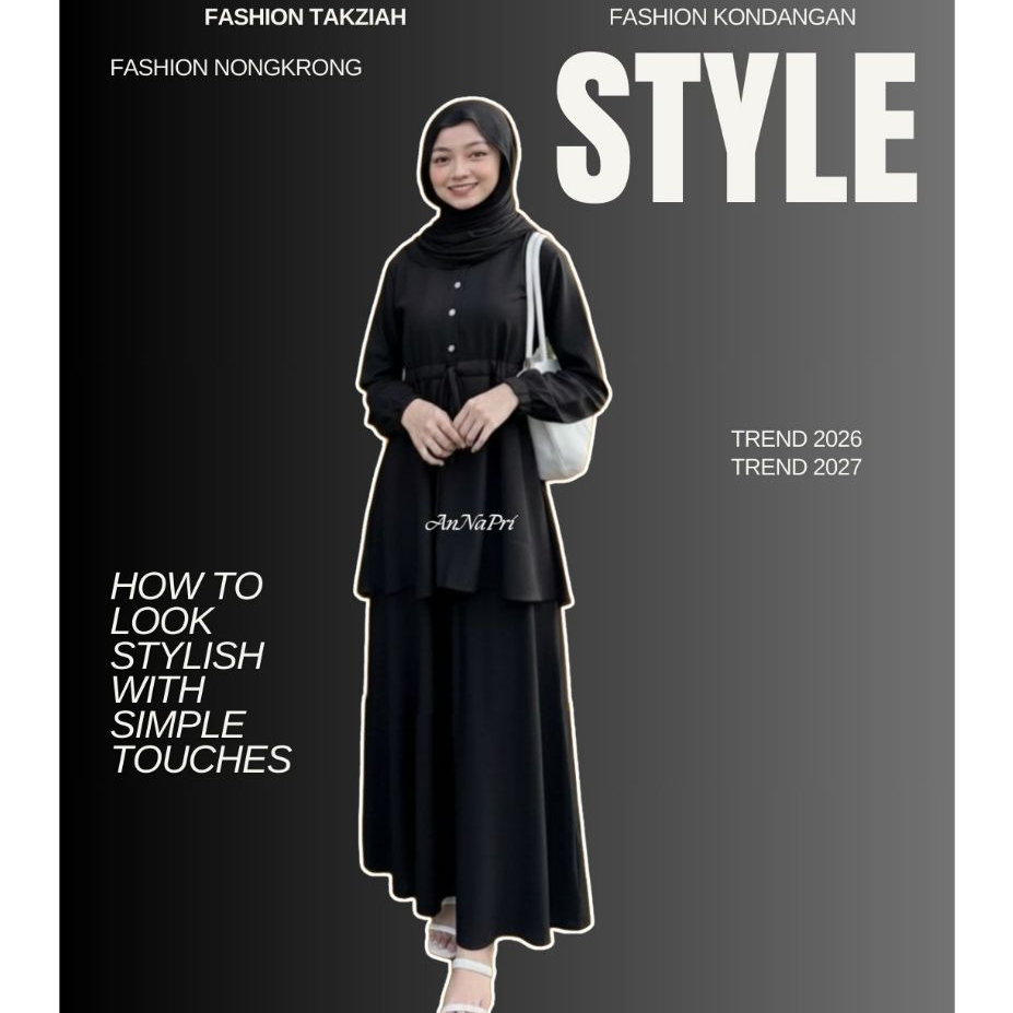 Outfit Kondangan / Outfit Lebaran / Outfit Nongkrong / Setelan Gamis Remaja Perempuan Dress Muslim