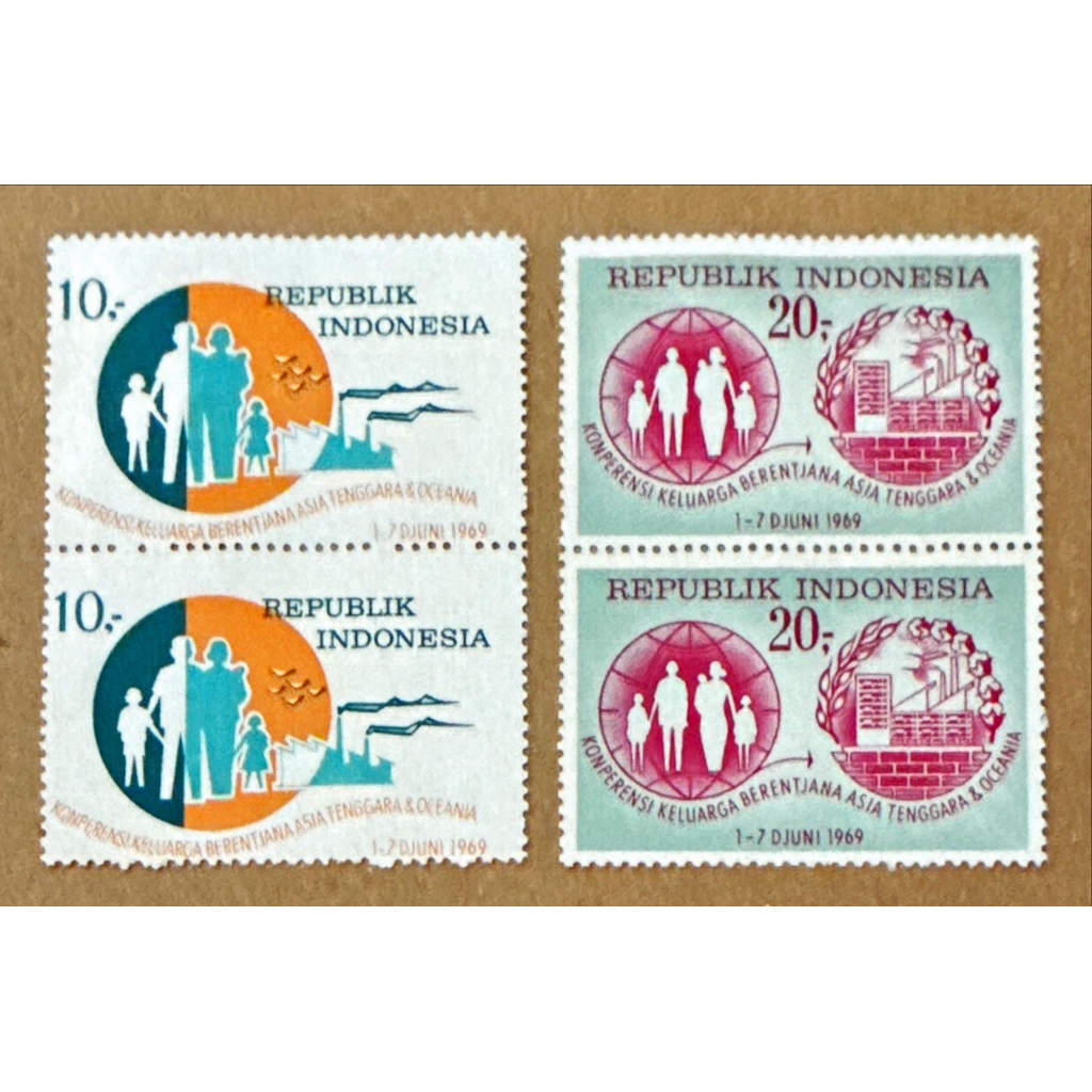 (BA) PRANGKO INDONESIA 1969 KELUARGA BERENCANA 2V COMPLIT SET PAIR (2 SERI) MINT NH.