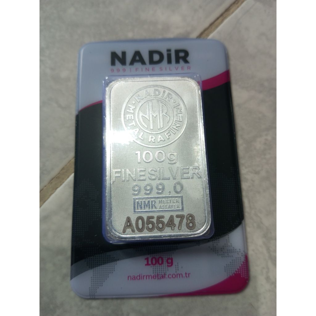 silver bar nadir 100gram( perak batangan nadir 100gram)