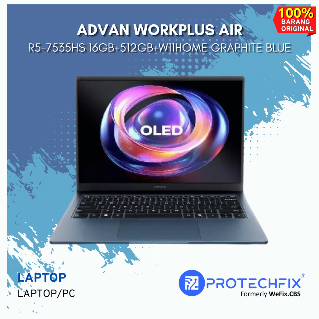 Laptop ADVAN WORKPLUS AIR R5-7535HS 16GB+512GB+W11HOME GRAPHITE BLUE
