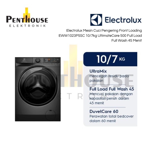 Electrolux Mesin Cuci Front loading 10 Kg EWF1023P5SC / EWF 1023P5 SC/ EWF1023 P5SC UltimateCare 500