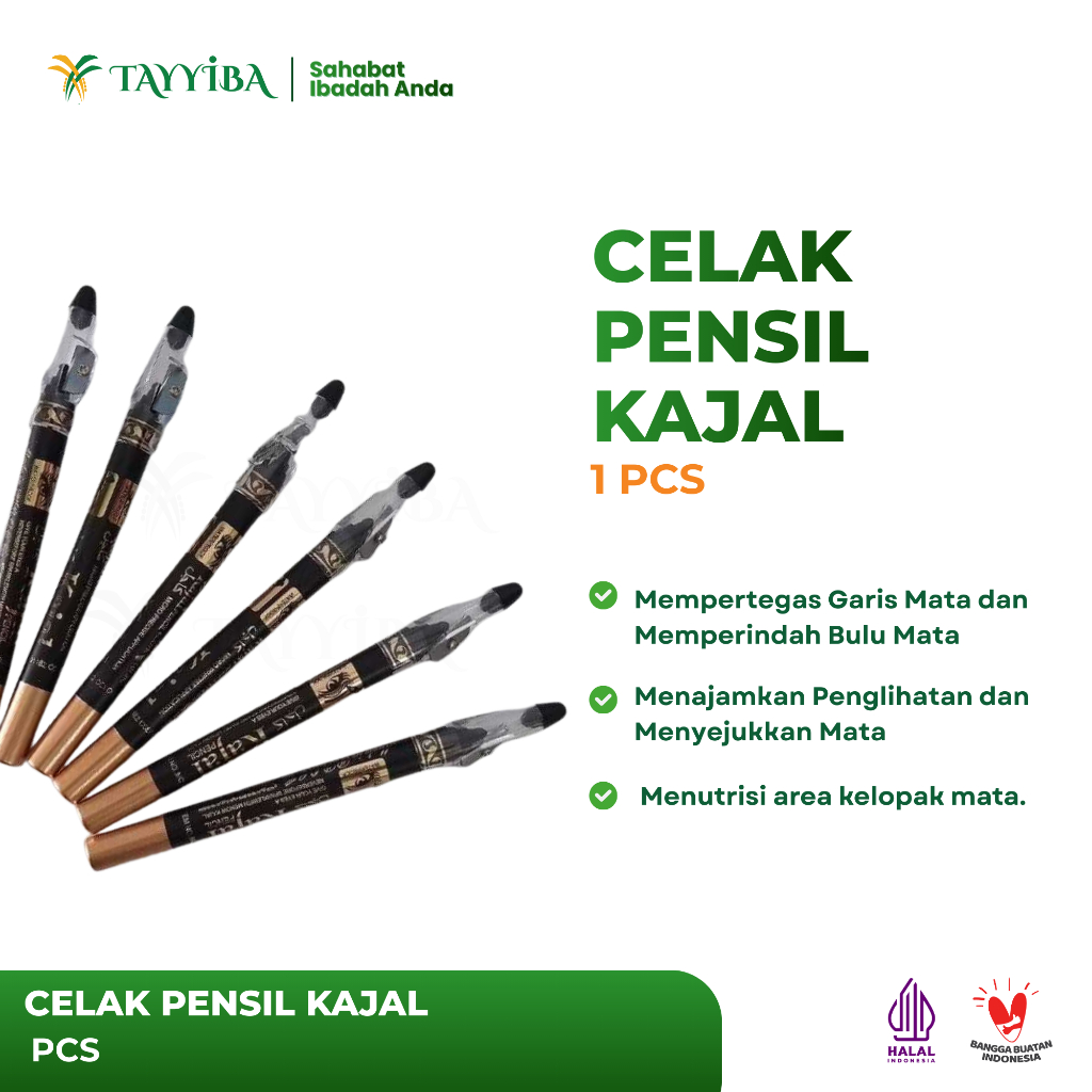 Kajal Pensil Celak Mata Arab – Celak Kajal Pensil – Celak Pensil Halal & Anti Luntur 1pcs