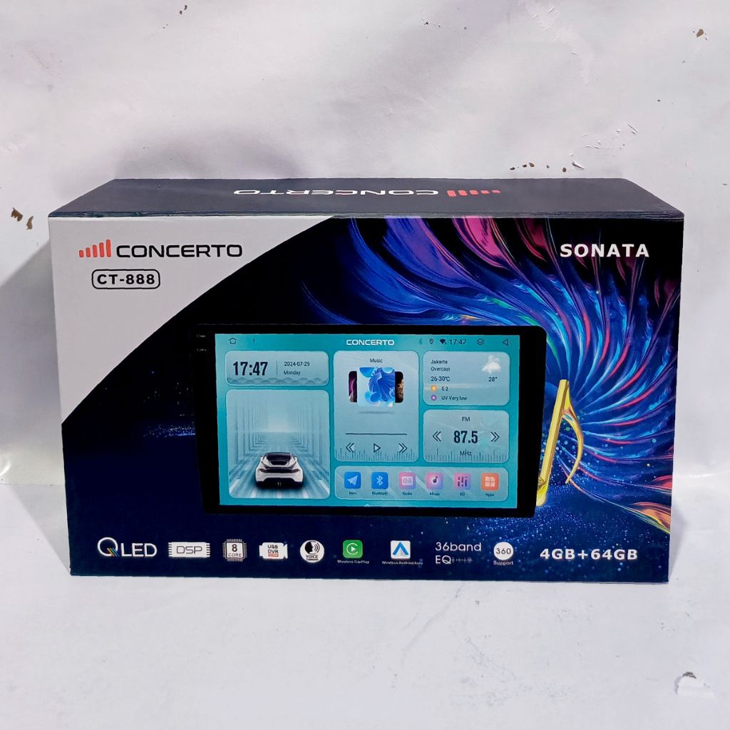 HU Android Concerto Sonata CT-888 Qled 9 inch Ram 4+64 GB