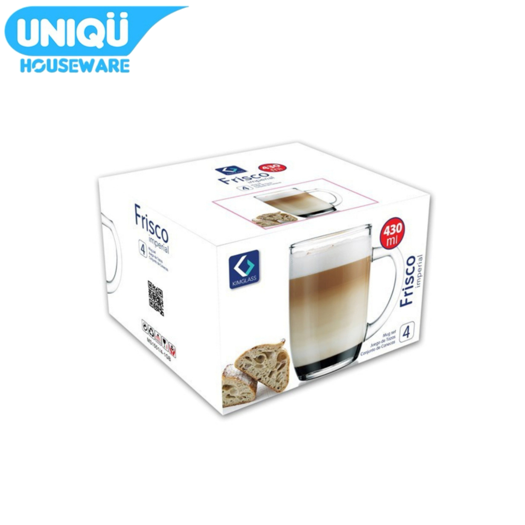 UNIQU KimGlass Frisco Gelas Kaca Set 4 Pcs Mug Kaca Bening Elegan