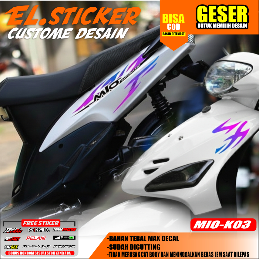 Striping Mio Sporty Transparan UV Bahan MaxDecal Model Minimalis Warna Pink|Biru Ready Stok Mio-K 03