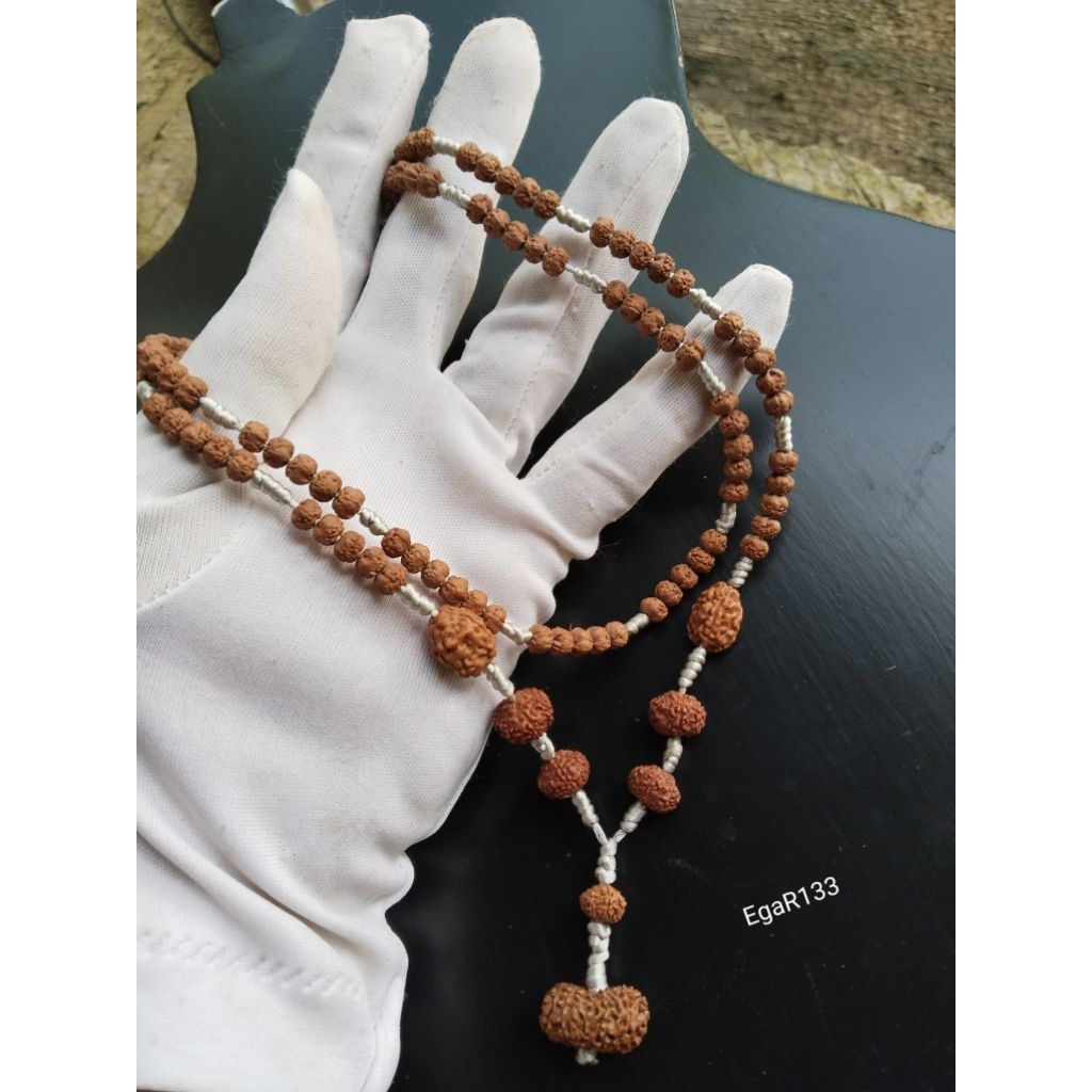 Kalung Biji jenitri kecil 6 mm Good kualiti bandul Mukhi 13 gede P 20 × L 16mm