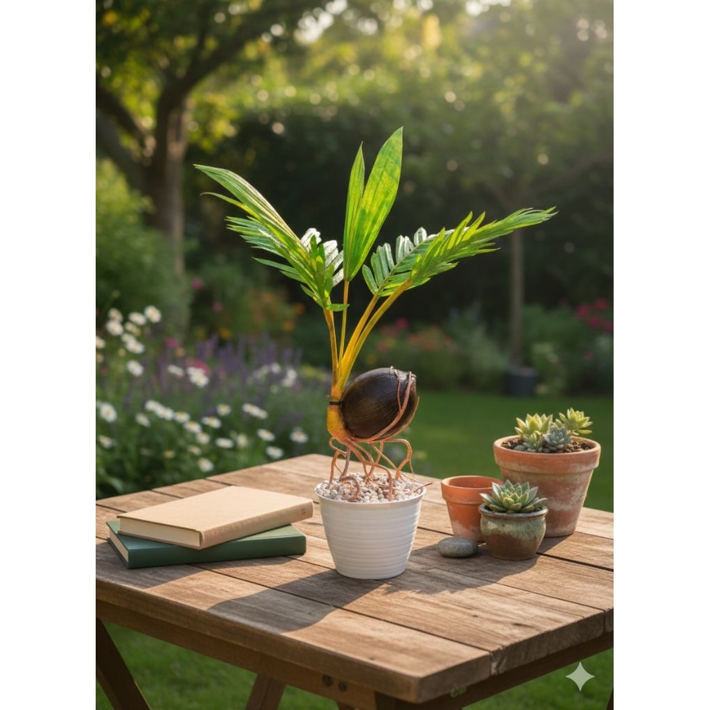 Bunga Hias Bonsai Kelapa Artificial Unik - Tanaman Plastik Estetik - Dekorasi Meja & Rak Minimalis