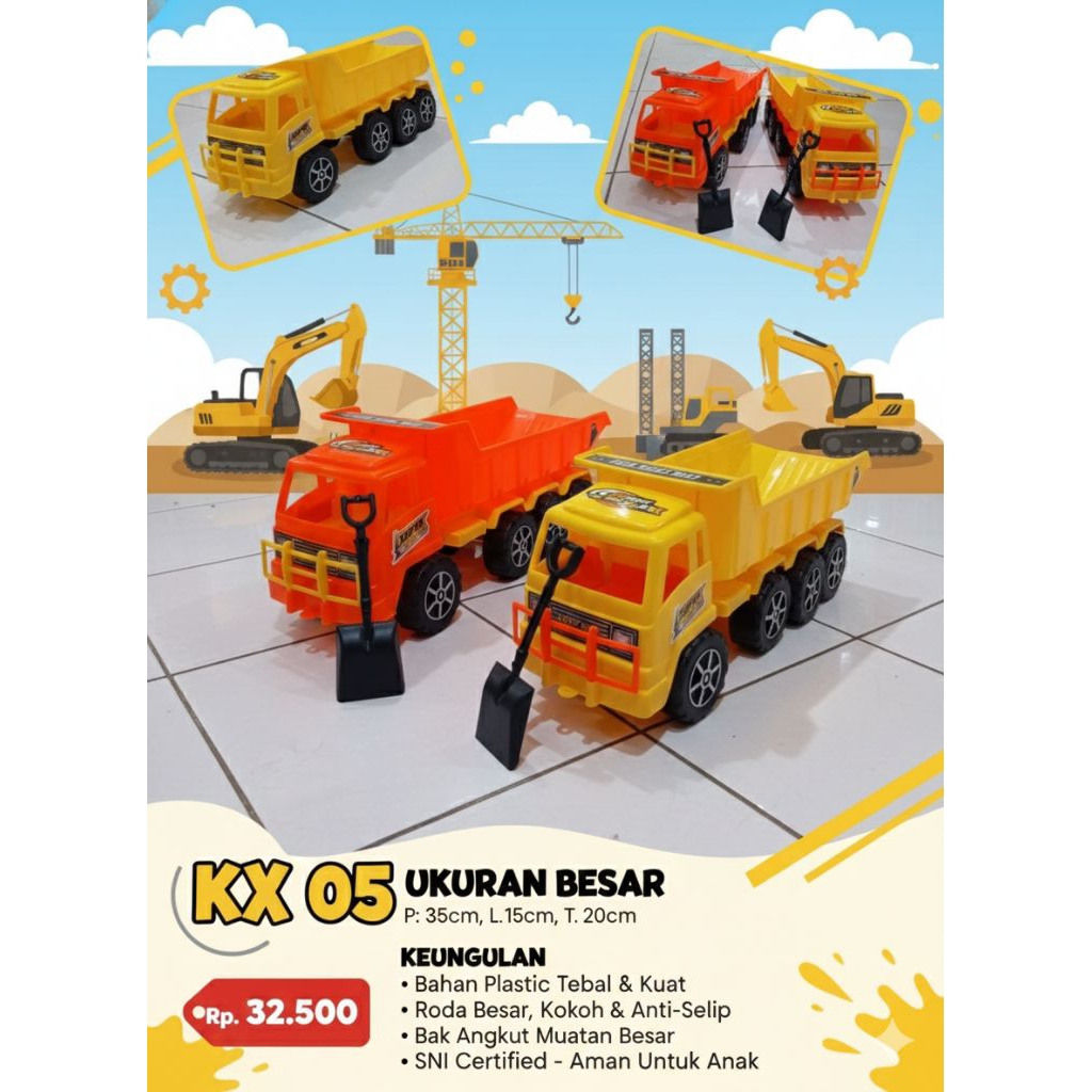 Mainan Anak Mobil Truk Bak Pasir KX 05 Material Plastik SNI Tebal Kuat Roda Besar Kokoh Bak Dump Bis