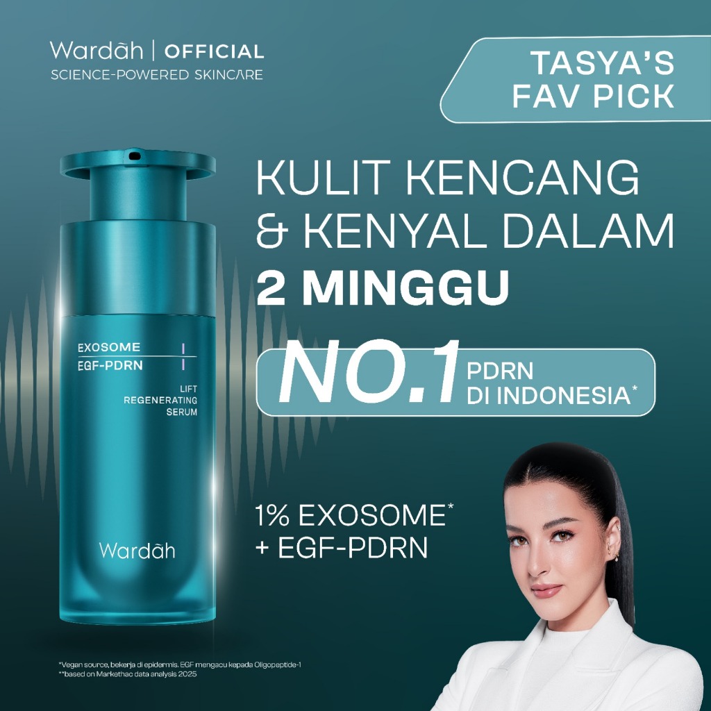WARDAH Exosome + PDRN Lift Regenerating Serum, Glass Skin, Serum Mencerahkan Wajah (Clinic Treatment
