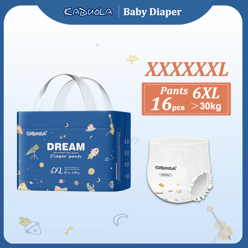 Popok bayi ukuran super besar Kaduola 6XL, daya serap super besar, cocok untuk berat 30-60 kilogram