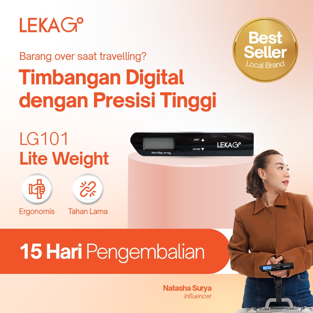 LEKA Go - Lite Weight - Timbangan Koper Digital Gantung (Garansi 2 Tahun)