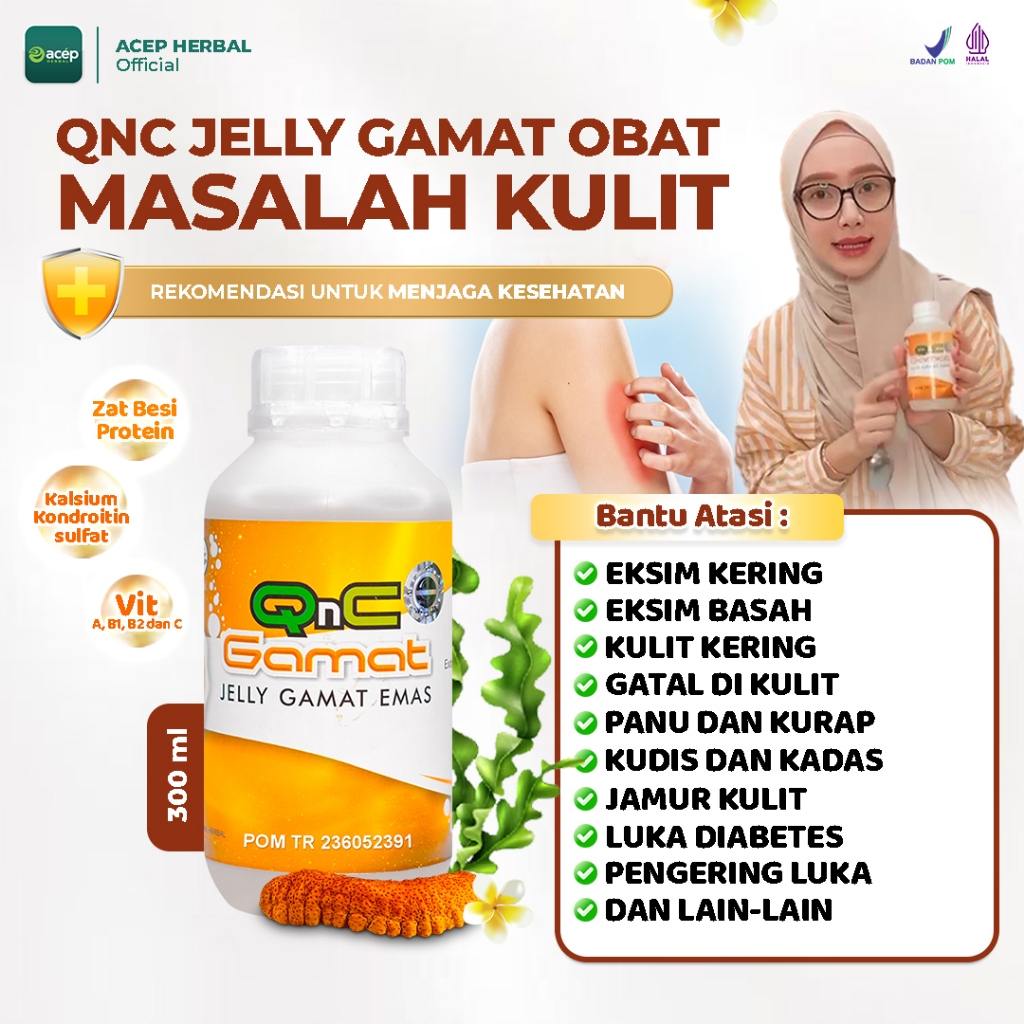 Obat Salep Eksim Kering Basah Gatal Kulit Panu Kurap Jamur Kulit Luka Diabetes Qnc Jelly Gamat Emas