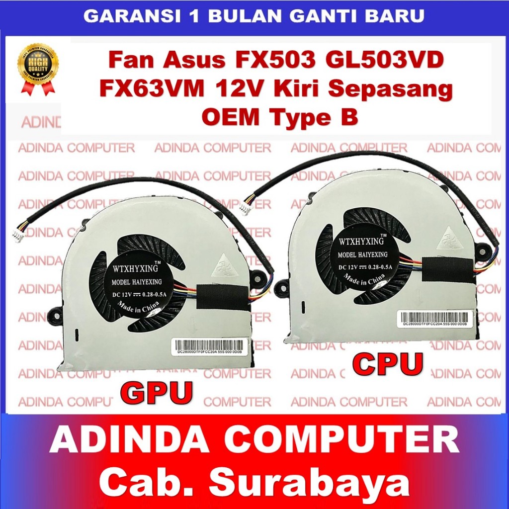 Fan Asus ROG Strix FX503 GL503VD GL503VM GL503VS GL503 GL703 GL703V CPU 12V