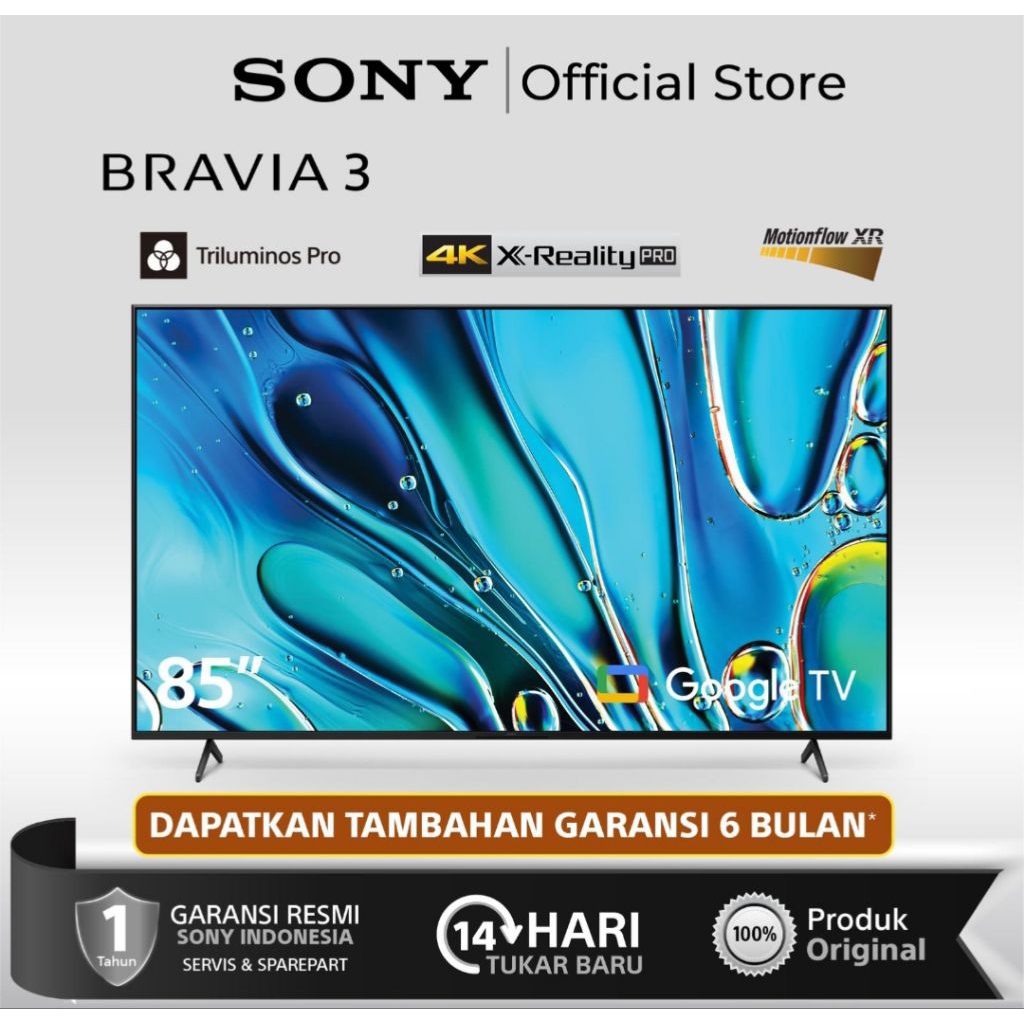 TV LED SONY 85INCH GOOGLE TV S30 4K HDR BRAVIA 3 85S30 TV SONY 85INCH TV SONY 85 INCH SONY TV