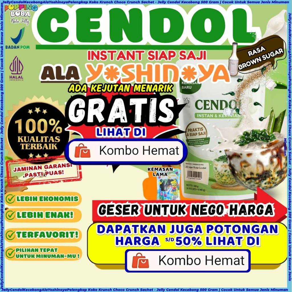 JellyCendolKecebongAlaYoshinoyaPelengkap Koko Krunch Choco Crunch Sachet - Jelly Cendol Kecebong 500