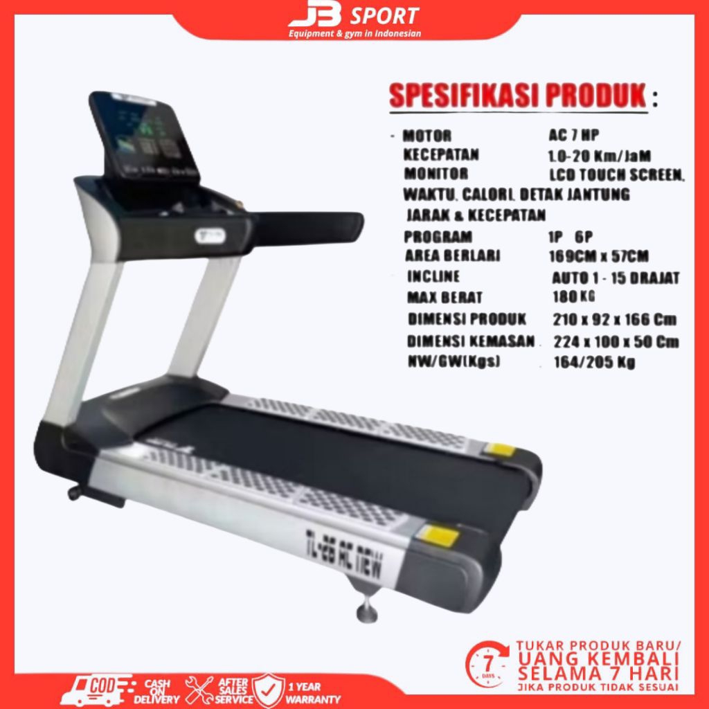 Total Fitnes-Treadmill Comersial TL-26 AC (ORIGINAL)Treadmil Dinamo power 7Hp | Alat Fitnes Comersia