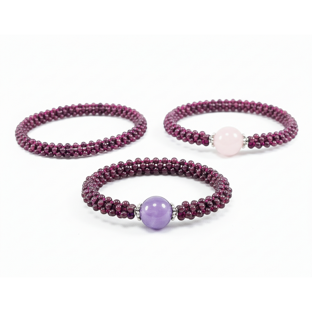 Gelang Kristal Alam Asli Healing Crystal Bracelet Amethyst Rose Quartz