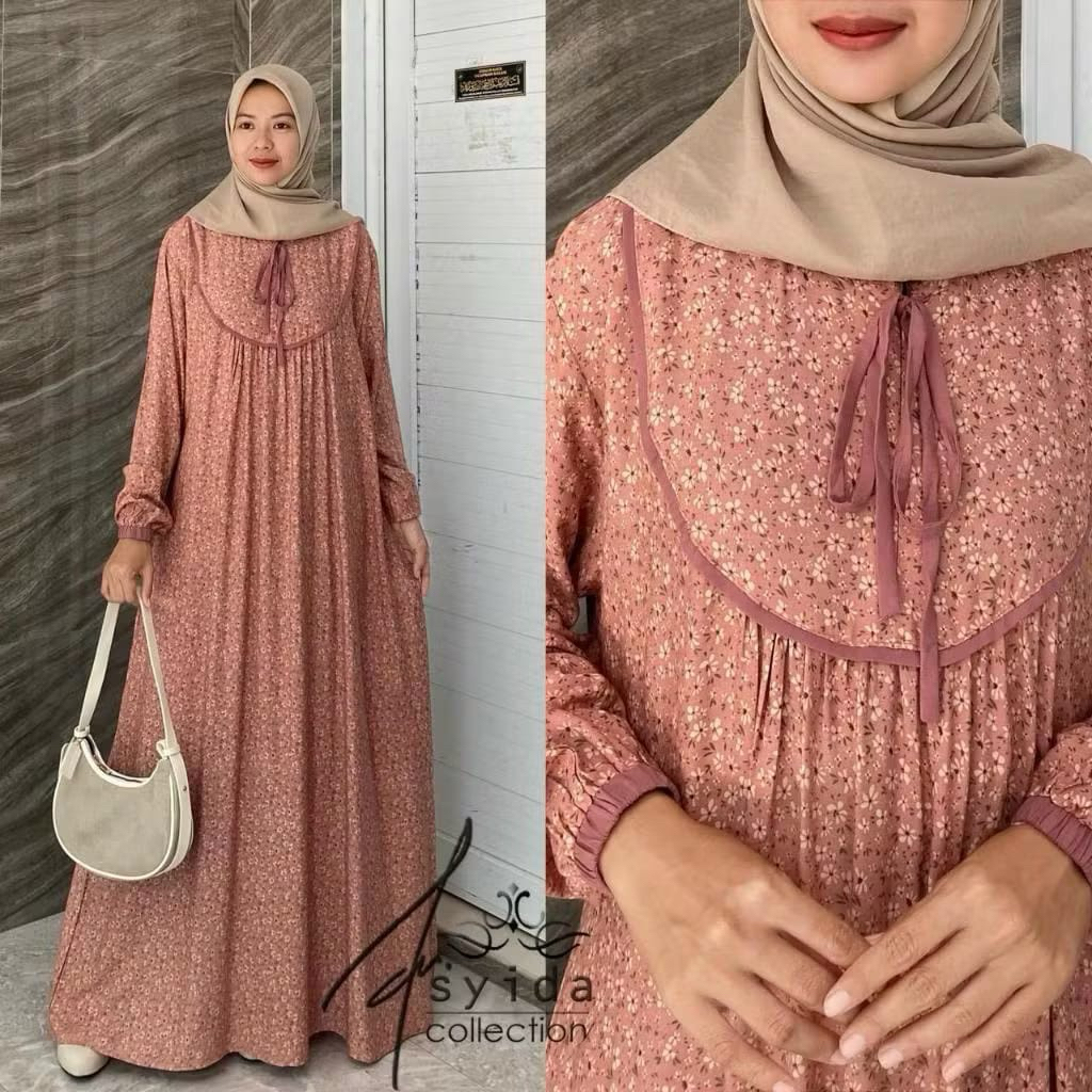 Dress AYRAA Bahan Rayon Premium Motif Bunga Etnik /Dress MARISCA Daily Hommy Terbaru
