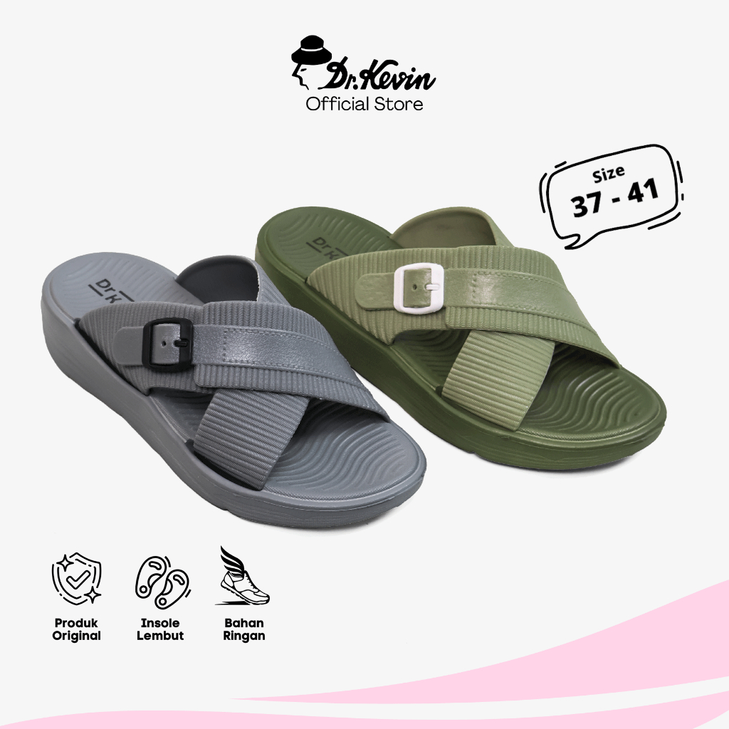 Dr. Kevin Sandal Selop Wanita Hak Rata Flat Sandals 571-143