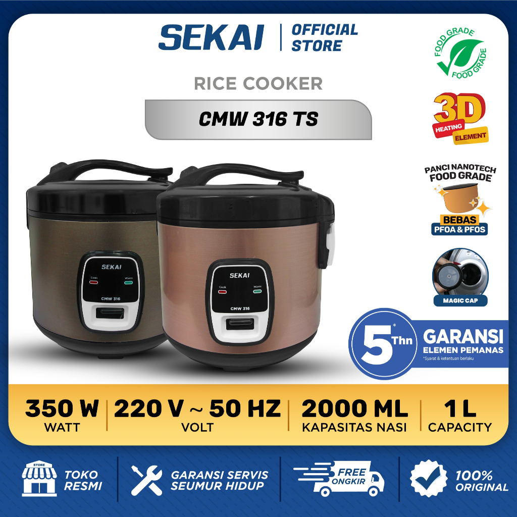 SEKAI Rice Cooker Mini / Penanak Nasi Magic Com Penghangat Nasi 2 in 1 / 3 in 1 - 1Liter - CMW 316 /
