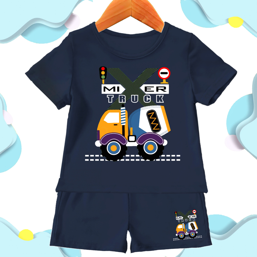 Setelan anak Laki laki Mobil TRUCK / baju setelan anak laki laki mobil truck