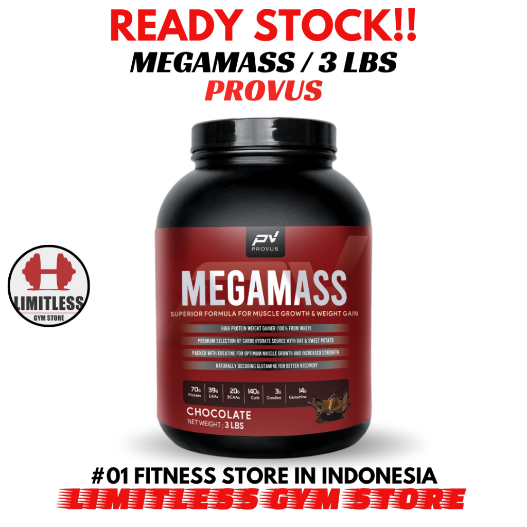 (PROMO) PV Mega Mass Megamass Gainer 3 lbs 3lb Lean Weight Gainer Terbaik Bulking