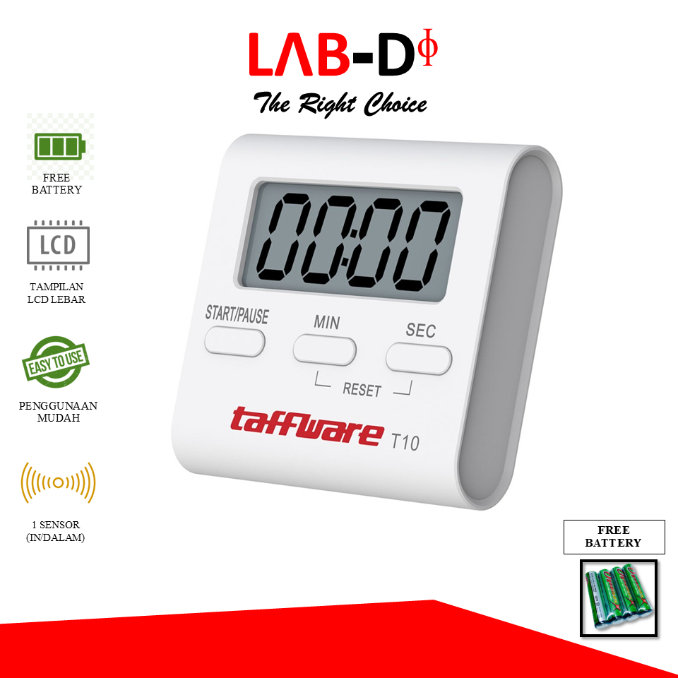 Timer TAFFWARE T10 Alarm Jam Timer Jam Plus Sertifikat Kalibrasi