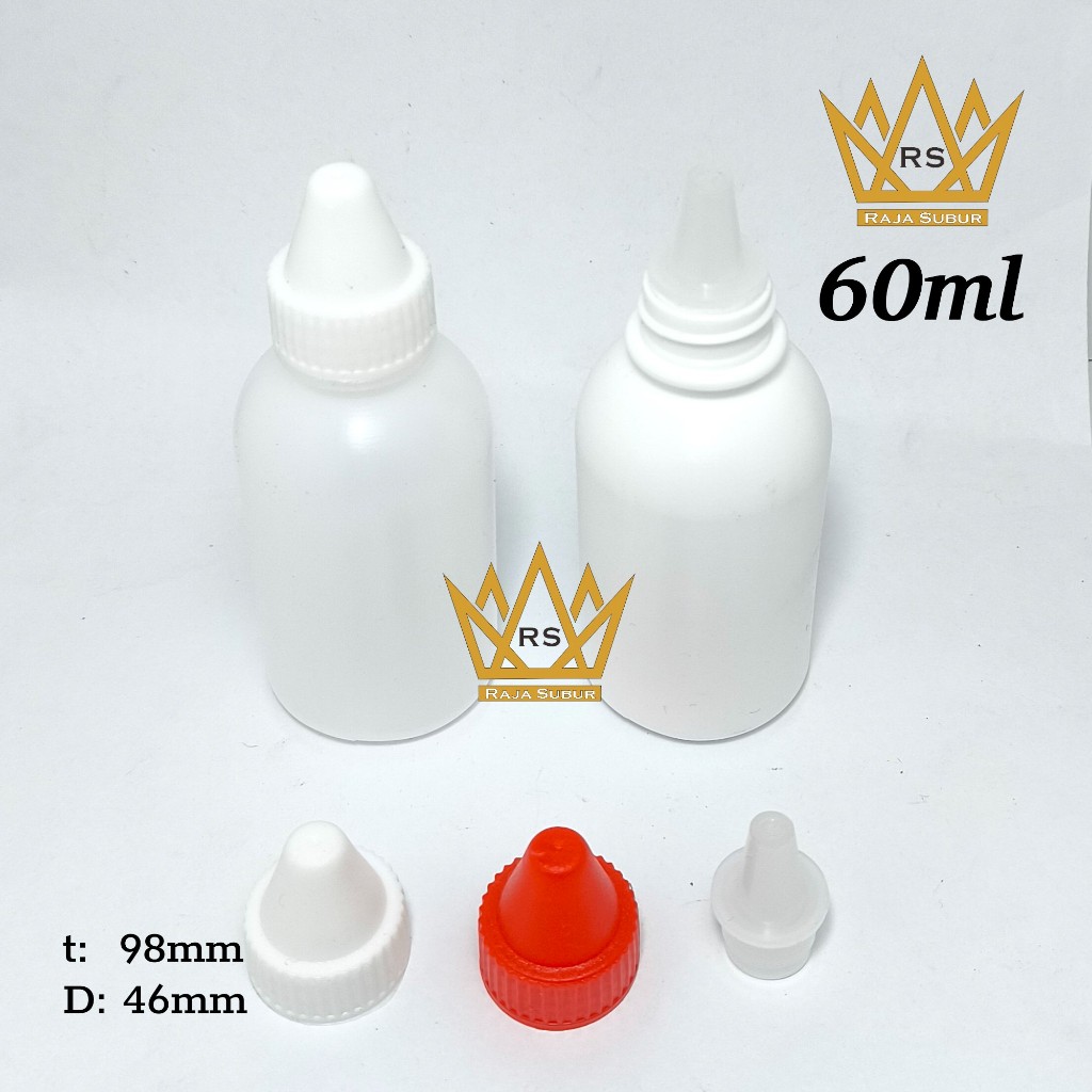 CC botol tetes 60 ml BOLONG LANCIP plastik putih natural 60ml bening body keras jumbo