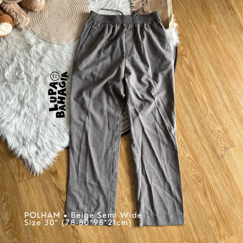 POLHAM Beige Semi Wide Casual Long Pants size 30" • 100% Original (Celana Panjang)