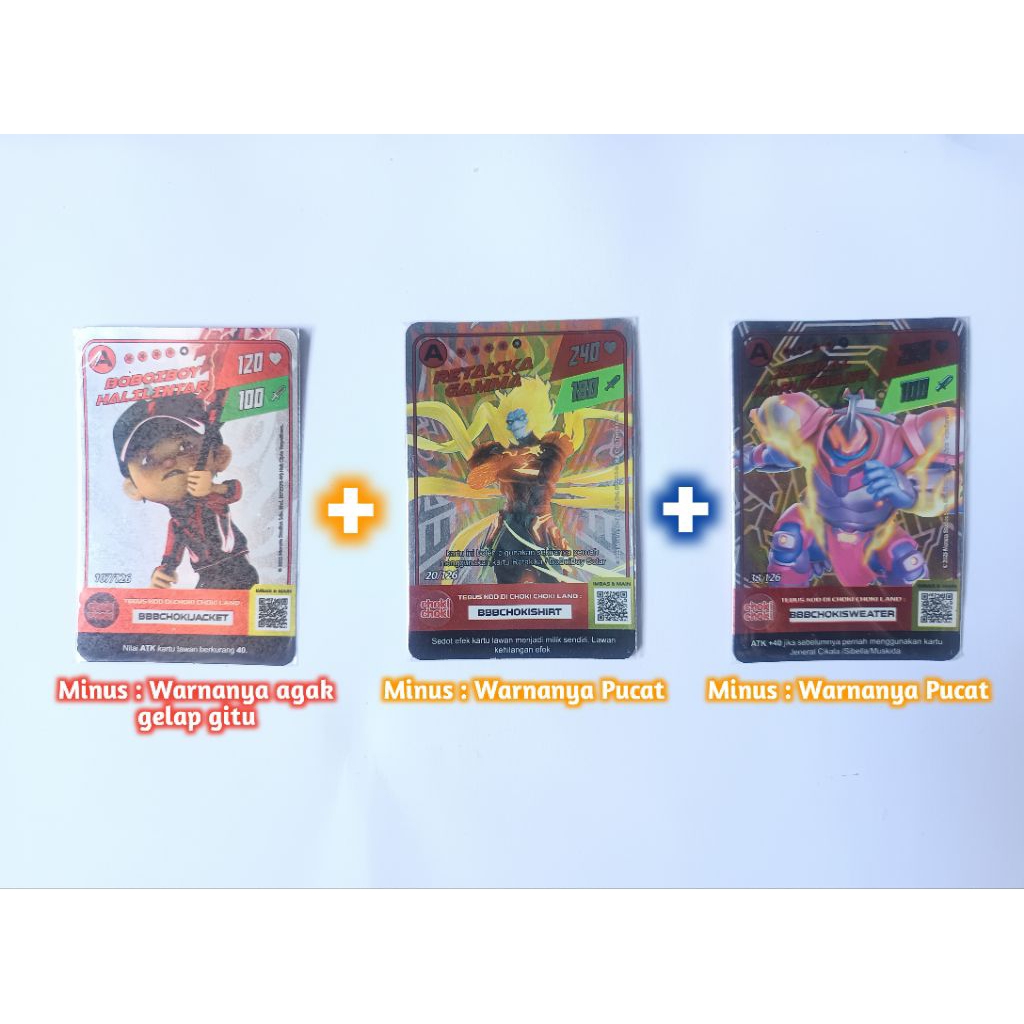 Kartu Foil Boboiboy Halilintar Kecil (A) Minus Warna Ringan + Kartu Foil Retak'ka Gamma (A) Minus Wa